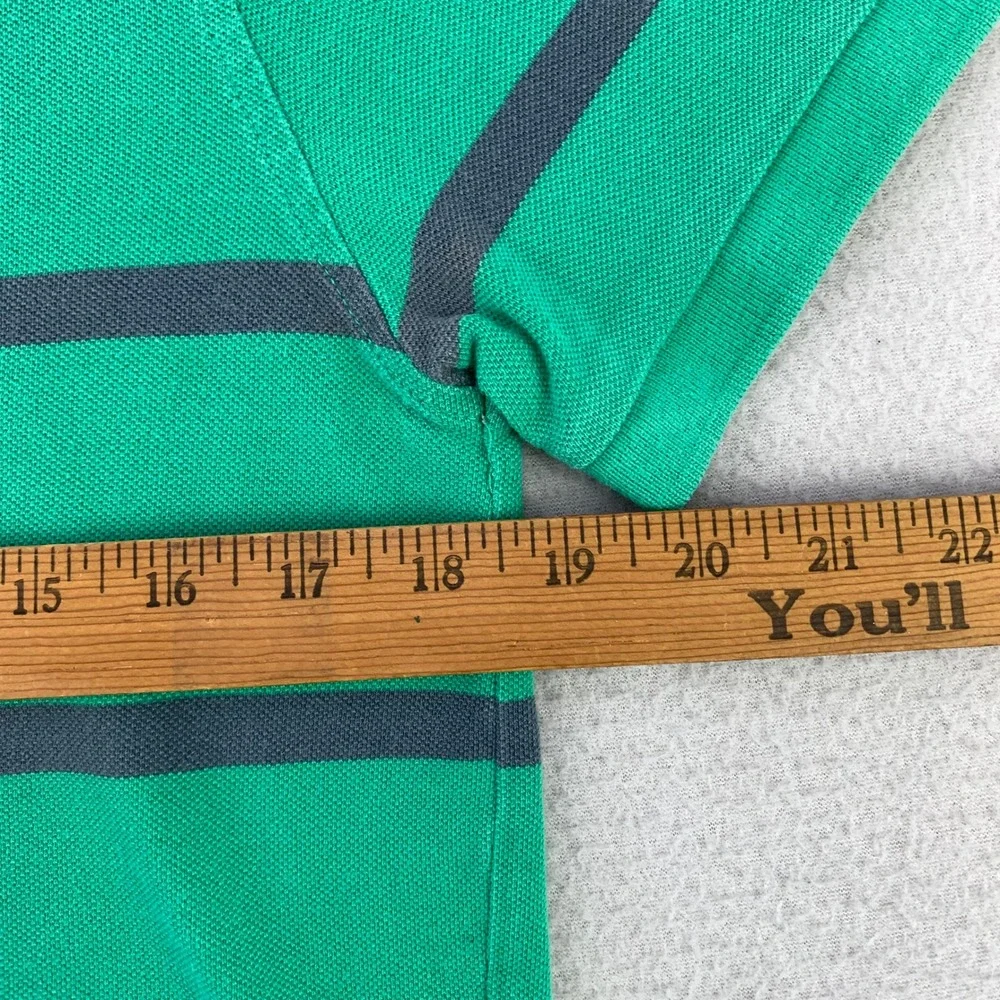 J. Crew Vintage Polo Shirt‎ Men Medium Green Striped Faded Short Sleeve Cotton